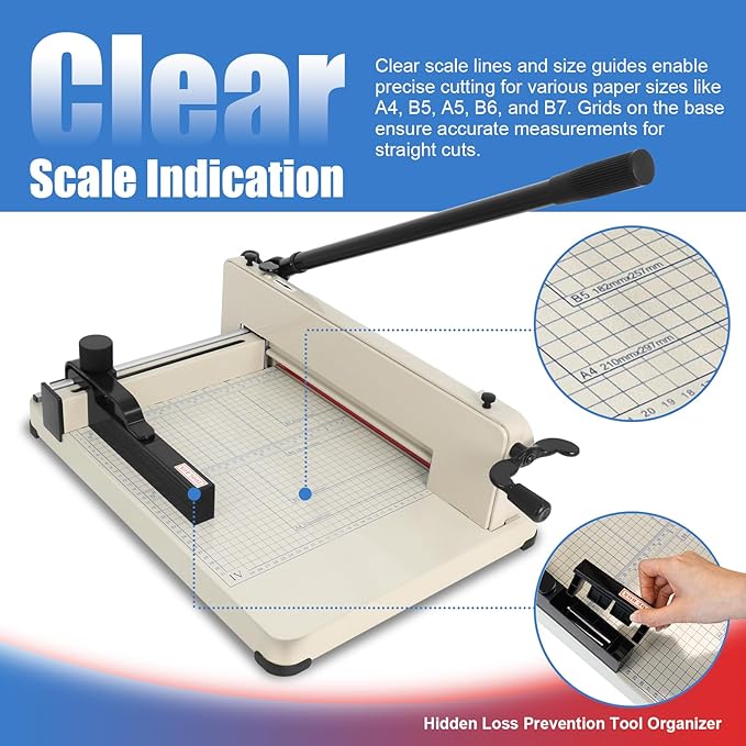 Heavy Duty Paper Cutter, 12 inch Guillotine Paper Cutter Industrial-Grade Steel Blade with Safety Lock, Guillotinas para Cortar Papel Paper Trimmer for Office, School, Crafting Cardstock