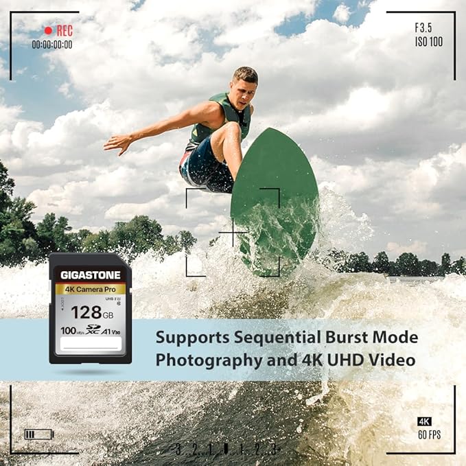 【5-Years Data Recovery】 GIGASTONE 128GB SD Card, 4K Camera Pro, UHS-I A1 V30 U3 - Image 5
