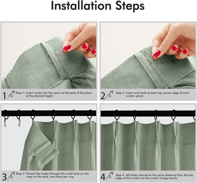 Memory Trained Pinch Pleated Curtains 90 Inches Long, Viral Linen Pinch Pleat - Image 5