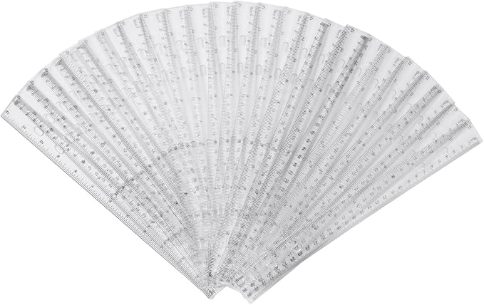 28 Pack Plastic Ruler 12 Inch Transparent Rulers - Metric Bulk for Kids School Office Classroom, Clear