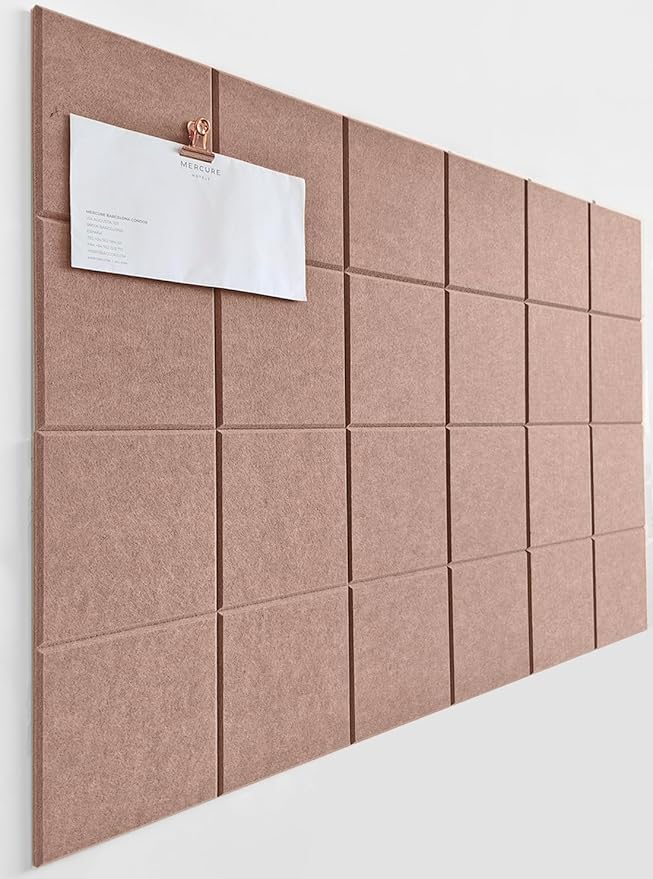 Cork Board 24 x36 Alternative - 6 Pack Felt Wall Tiles with Safe Removable Adhesive Tabs, Cork Boards for Walls Cork Board for Home Office Pin Board Tack Board - Terracotta