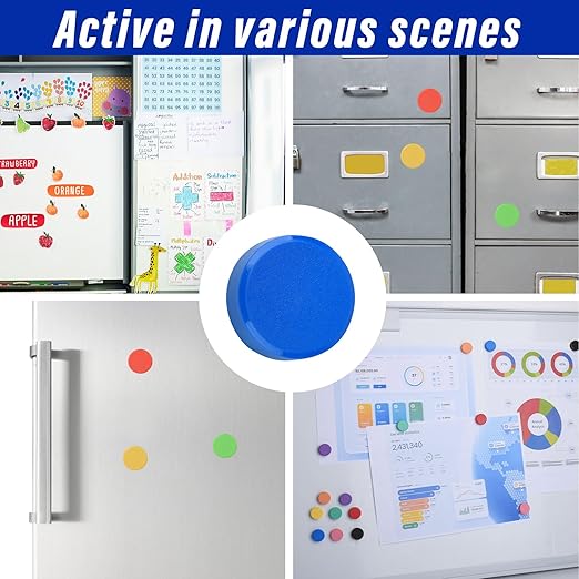 40 Pack Small Fridge Magnets,20MM Colorful Round Magnets for Whiteboard, 8 Colors Refrigerator Magnet,Small Cute Magnet for Decorative Locker Kitchen Office
