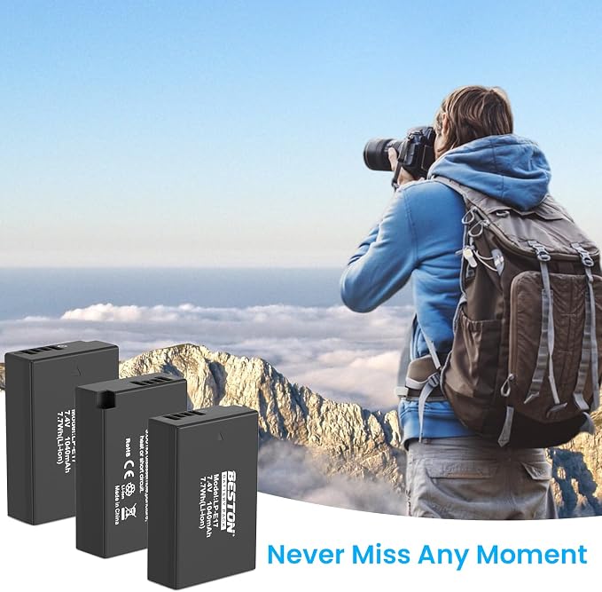 BESTON 3-Pack LP-E17 Battery and Charger Set - Image 8