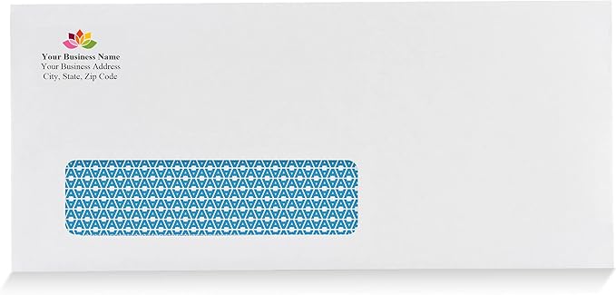 Aimoh #10 Custom Printed Single Left Window Self Seal Security Envelopes, Text and Logo Customization, Self Sealing Closure, Security Tinted, Size 4-1/8 x 9-1/2 Inches, 24 LB, 100 Count (72352-100)