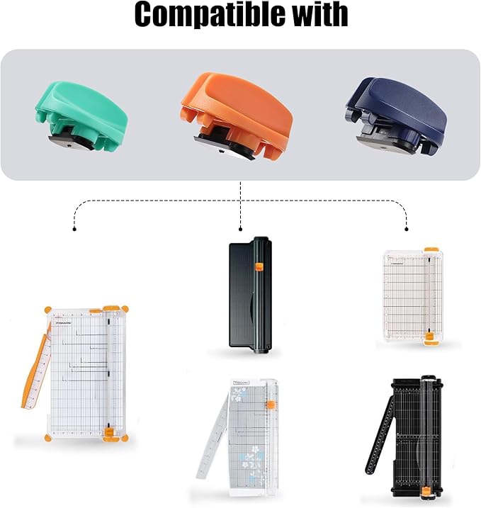 4-Pack Trimmer Replacement Blades for Fiskars Paper Trimmer, Replacement Blade for All Series of Fiskars/Portable&Precision Trimmer,Arts and Crafts,3 Cutting&1 Scoring Blades,a Slider,Blue