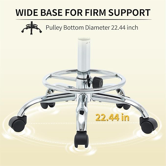 Height Adjustable Stool 19.5’’-26.6’’, Rolling Chair with Back and Footrest, Green Esthetician Stool Ergonomic (Green)