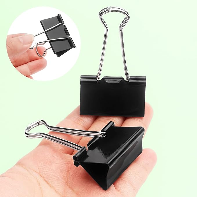 ZZTX Large Binder Clips Paper Clamps Clips Black, 1.6 Inches, 12 Pack
