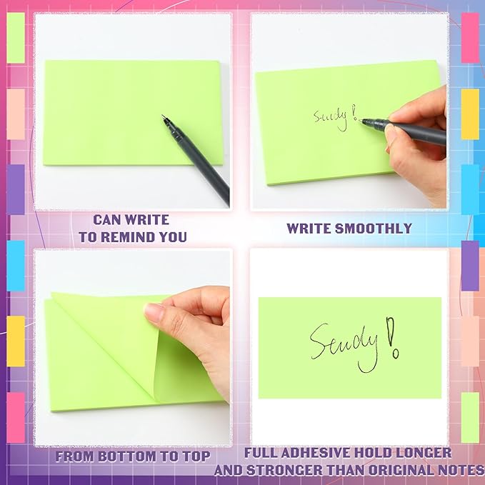 Kajaia 24 Pads Full Adhesive Sticky Notes Colorful Sticky Notes Adhesive Memo Self Stick Pads Easy to Post for Office Home School Meetings Supplies 6 Pastel Colors 80 Sheets/pad(3x5 Inches)