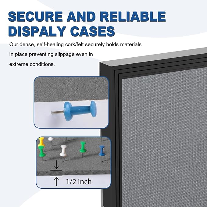 Weatherproof Enclosed Bulletin Board 44x32 Inch, Lockable Wall-Mounted Outdoor Grey Felt Noticeboard, Aluminum Frame Weather-Resistant Display Case for Office, School, Community