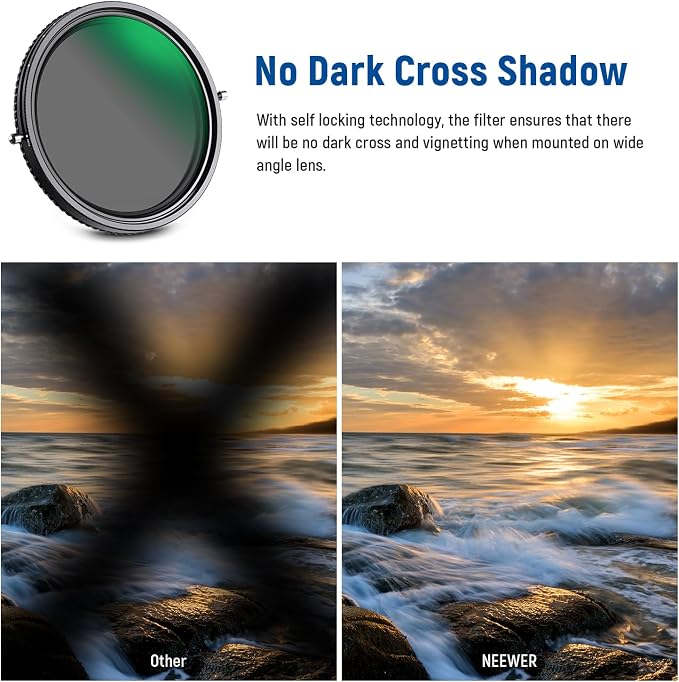 NEEWER 2 in 1 62mm Variable ND Filter ND2–ND32&CPL Filter No X Cross/30 Layer - Image 4