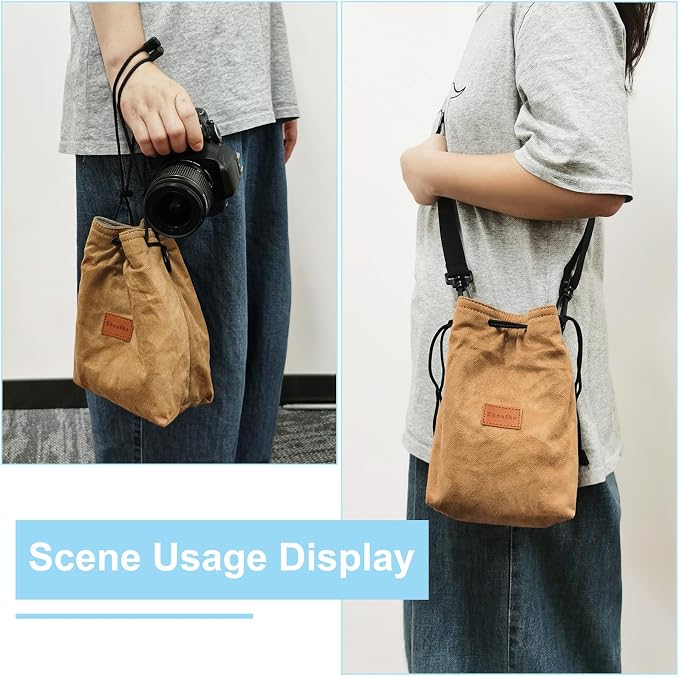 PATIKIL Camera Lens Pouch, S Size Drawstring Lens Case Flannel Camera Lens - Image 6