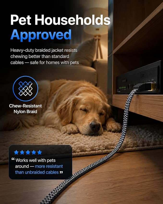 Cat 7 Ethernet Cable 5ft – 10Gbps High-Speed, Premium Braided Flat Design - Image 5