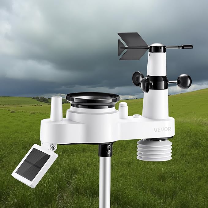 VEVOR 7-in-1 Wi-Fi Weather Station, 7-Inch TFT Display, Wireless Solar Powered - Image 2