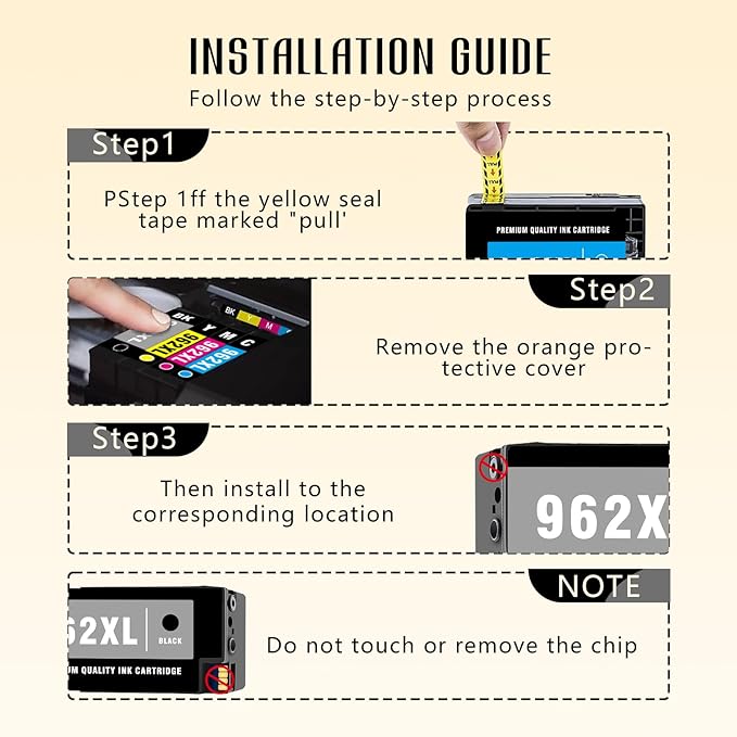 962XL Printer Ink Cartridges Combo Pack 962XL 962 HP962XL HP962XL/962 Compatible for HP 962XL for HP Combo Pack for Officejet Pro 9015e | 9015 9025e | 9025 9020e | 9020 9018e | 9018 9010e | 9010