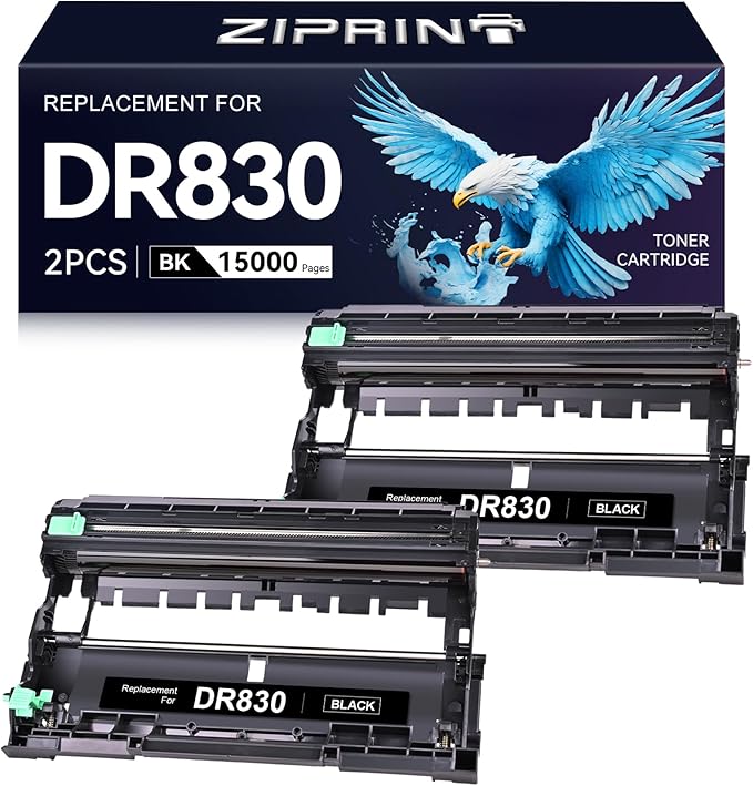 ZIPRINT DR830 DR-830 Drum 2 Pack Compatible Replacement for Brother tn830xl dr830 dr-830 Drum Unit for HL-L2460DW DCP-L2640DW HL-L2405W MFC-L2820DW MFC-L2900DW HL-L2480DW Printer