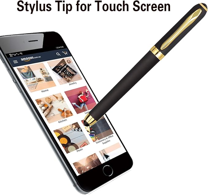 Gel Ink Rollerball Stylus Pen - 18 Pack,0.5mm Fine Point,Large Capacity Black Ink,Writing Smoothly for Office,Business,Gift,Metal Clip,Matt Type