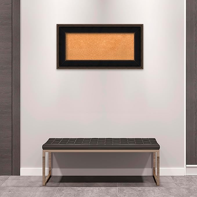 Amanti Art Natural Cork Board for Wall, 20x38 Vision Board with Brown Wood Frame, Medium Corkboard Office Decor for Home Organization, Casual Corkboard Pinboard to Display Items for Home Organization