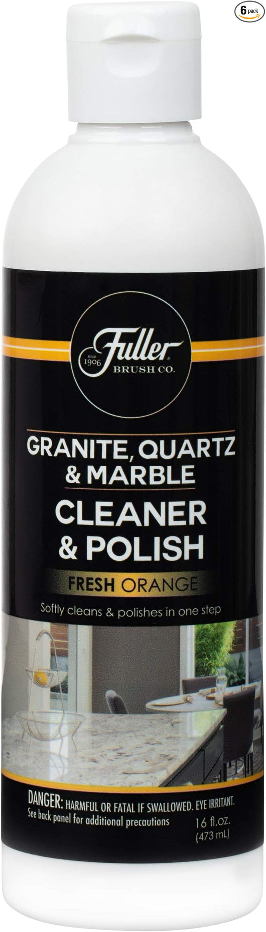 Fuller Brush Countertop Cleaner & Polish - Multi Surface Cleaner - Cleans, Polishes and Protects Granite Quartz Marble Glass Laminates Metal and Other Surfaces Refreshing Orange Scent Removes Odor (6 Pack)
