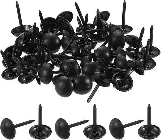 uxcell 100 Pcs Upholstery Tacks, 7 x 13mm Round Head Upholstery Nails Pins Vintage Decorative Furniture Tacks for Chairs Sofas Beds DIY Project, Black