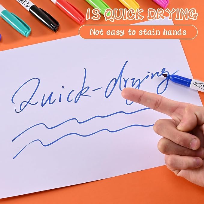 48 Colors Permanent Markers, Assorted Colors Vibrant Markers, Fine Point，Works on Wood, Plastic, Metal, and More, for Adults, Artist, Teacher, Kids, 48 Pack