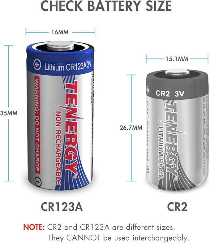 Tenergy 1500mAh 3V CR123A Lithium Battery, High Performance CR123A Cell - Image 2