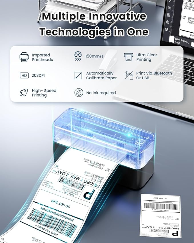 Phomemo Bluetooth Thermal Label Printer, 241BT 4X6 Wireless Shipping Label - Image 4