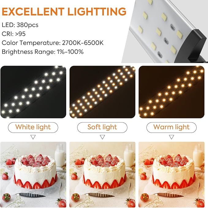 Bi-Color LED Photo Light Box 16x16 inch, 168 Dimmable LEDs Product Photography - Image 2
