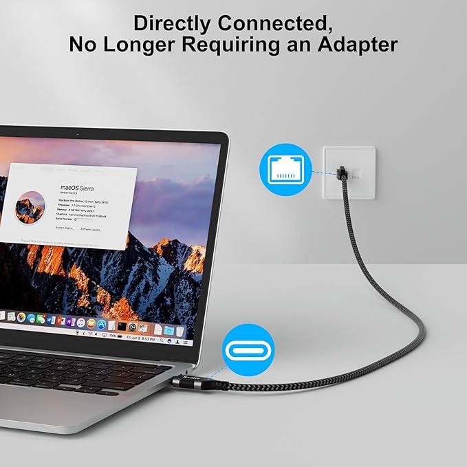 USB C to Ethernet Cable 10FT, Type C to RJ45 Cord, Gigabit Directly Connected - Image 2