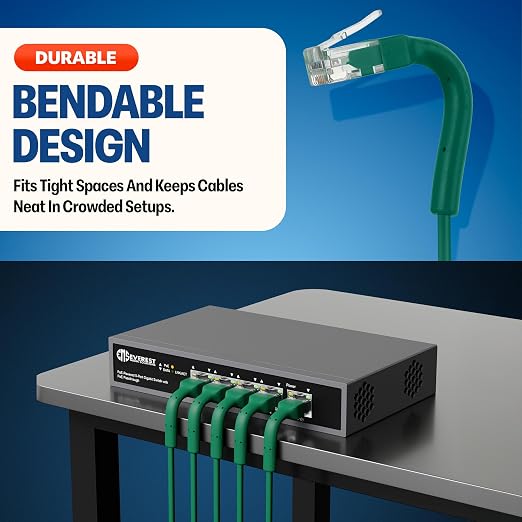 Everest Ultra Slim Cat6a Ethernet Patch Cables 2ft Green - Image 2