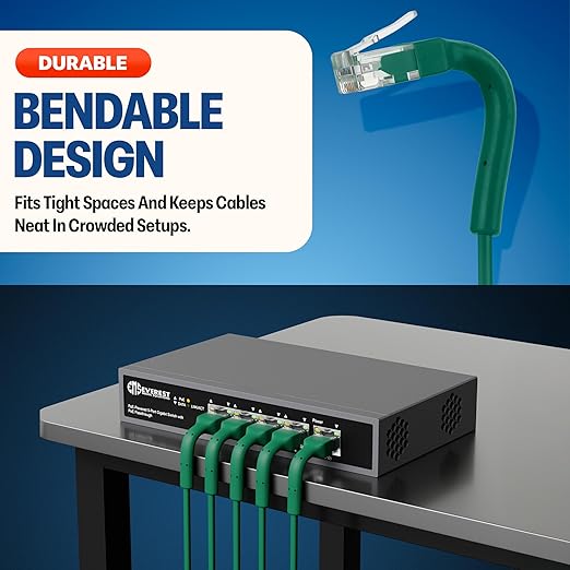Everest Ultra Slim Cat6a Ethernet Patch Cables 1.5ft Green - Image 2
