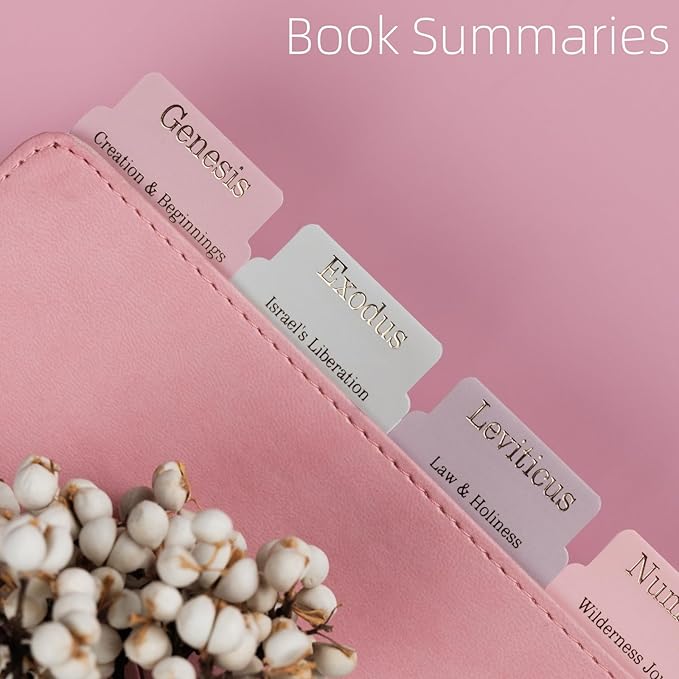 UPAFEXXI-Laminated Bible Tabs with Book Summaries(Gold Foil Embossed Lettering), Bible Tabs for Women and Men, Reposition Large Print Stickers, Easy to Read, 80Chapters Labels for Easy Navigation