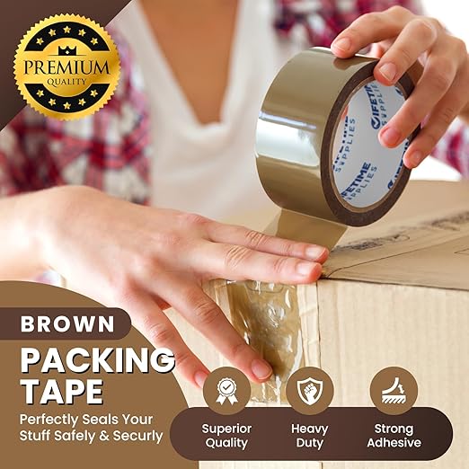 36 Rolls [Upgraded] 2" Brown Premium Packing Tape, 110 Yards, 2.2 mil, Heavy Duty Packaging Tape for Shipping, Moving, Sealing - Stronger & Thicker
