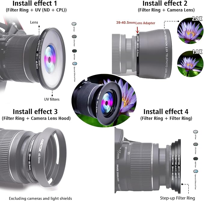 39mm Lens to 40.5mm Camera Lens Adapter, 39mm to 40.5mm Filter Step up Ring - Image 6