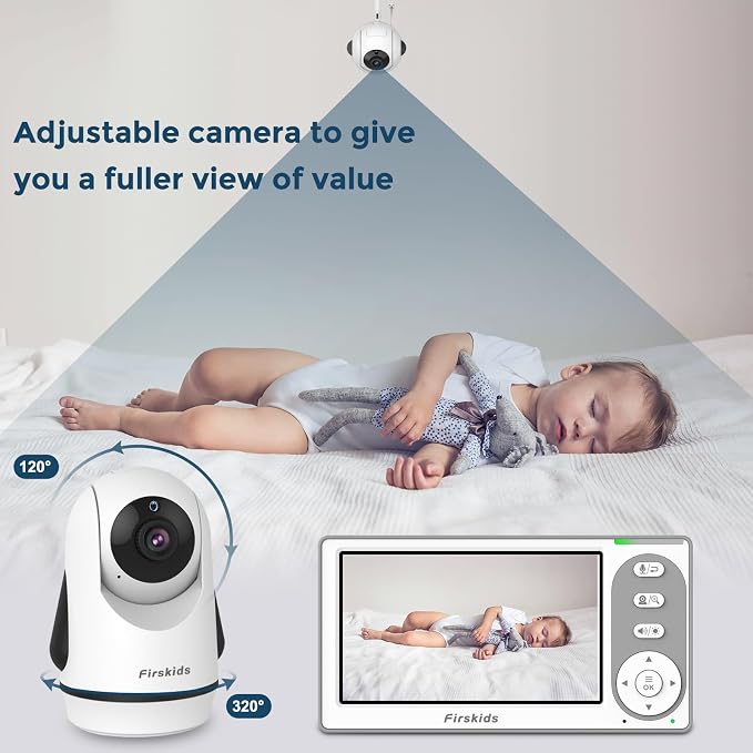 Split-Screen Baby Monitor with 2 Cameras No WiFi, 30H Battery, Pan-Tilt-Zoom - Image 5