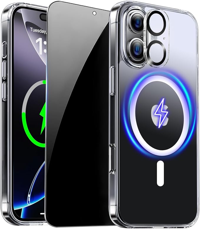for iPhone 16 Case Clear with Privacy Screen Protector and Full Camera by ZOZDOKG