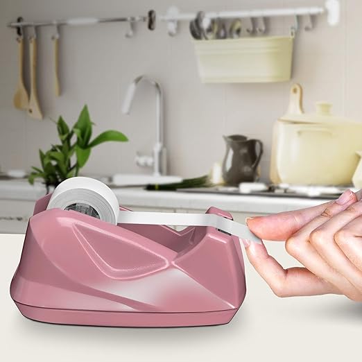 Acrimet Premium Desktop Tape Dispenser, Plastic, Non-Skid Base (Heavy Duty) (Pink Color)