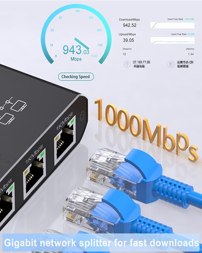 LIEZHUA Ethernet Splitter 1 to 4, 1000Mbps High Speed Ethernet Cable Splitter - Image 8