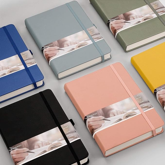 EMSHOI Dotted Notebook - 256 Pages A5 Bullet Dotted Journal, Hardcover Dot Grid Notebook, Leather Notebooks for Work, 120gsm Thick Paper,16 Perforated Pages, Inner Pocket,5.75'' × 8.38''-Pink