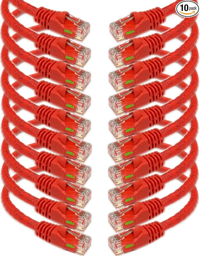 iMBAPrice 50 Feet Long Red Cat5e RJ45 Computer Network Ethernet Patch Cable by iMBAPrice