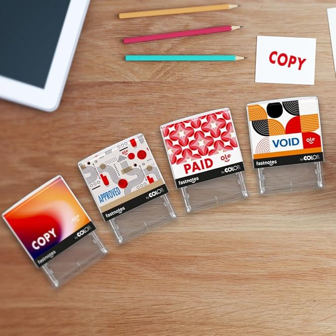 Fastnotes Posted Self-Inking Rubber Stamp by COLOP - Great for Office Documents, Notary, Warehouse, Accounting Paperwork, Business, and Legal Documentation - Red Ink (Posted- Red)