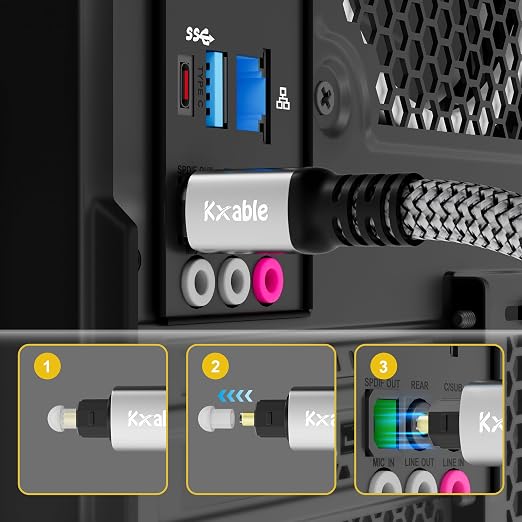Kxable Optical Audio Cable 40 FT, Digital Audio Cable, Toslink Fiber Optic Cord - Image 3