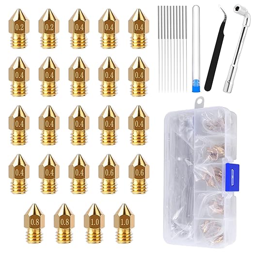Comgrow 24PCS MK8 Nozzles 3D Printer Extruders Brass Nozzles by Comgrow