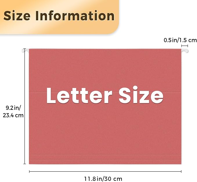 SUNEE Hanging File Folders Retro Colors, 25 Pack Letter Size File Folders with 1/5-cut Tabs, Stay Organized for Your Home and Office Bulk File and Documents