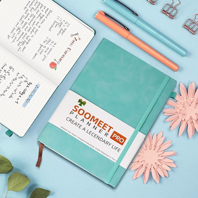 Hardcover Journals 200 Pages, Leather Lined Journal Notebooks, A5 College Ruled Thick Classic with Pen Loop Notebook Journals for Writing, for Men Women Office School, 5.75'' X 8.38'', Green