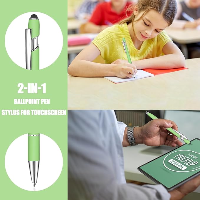 24 Pcs Blue Ink Ballpoint Pen with Stylus Tip 2 in 1 Ballpoint Pen 1.0 mm Blue Ink Metal Stylus Pen for Touch Screens Coworkers, Family, Colleagues, Office (pink colour)