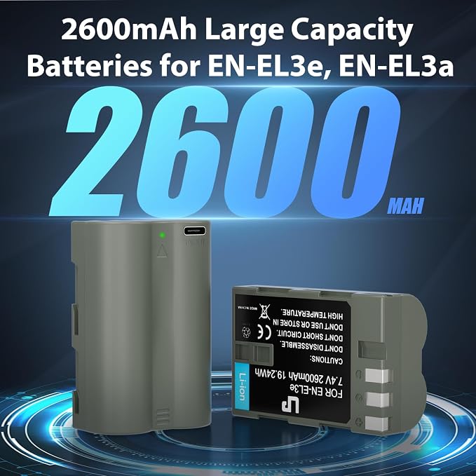 LP EN-EL3e, EL3 Battery, 2600 mAh Battery Compatible - Image 2