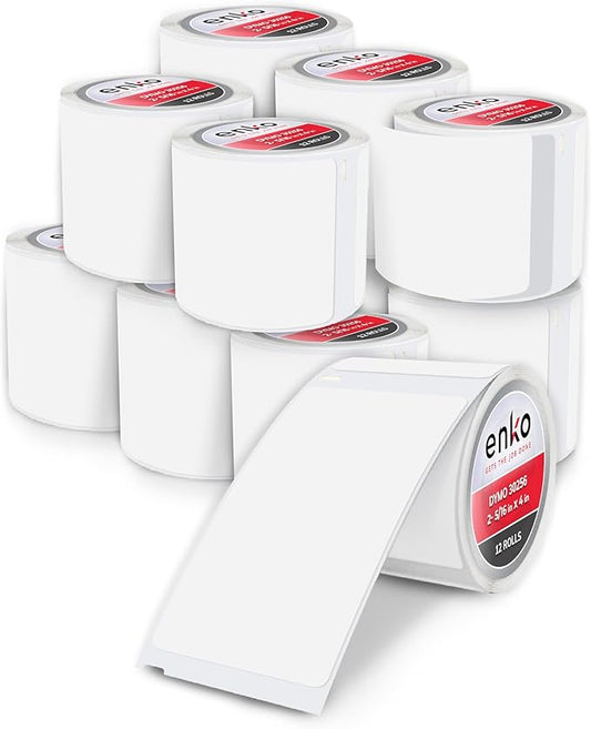 enKo (12 Rolls, 3,600 Labels) Address, Shipping & Barcode Labels 30256 (2-5/16 x 4") Compatible for Dymo LabelWriter