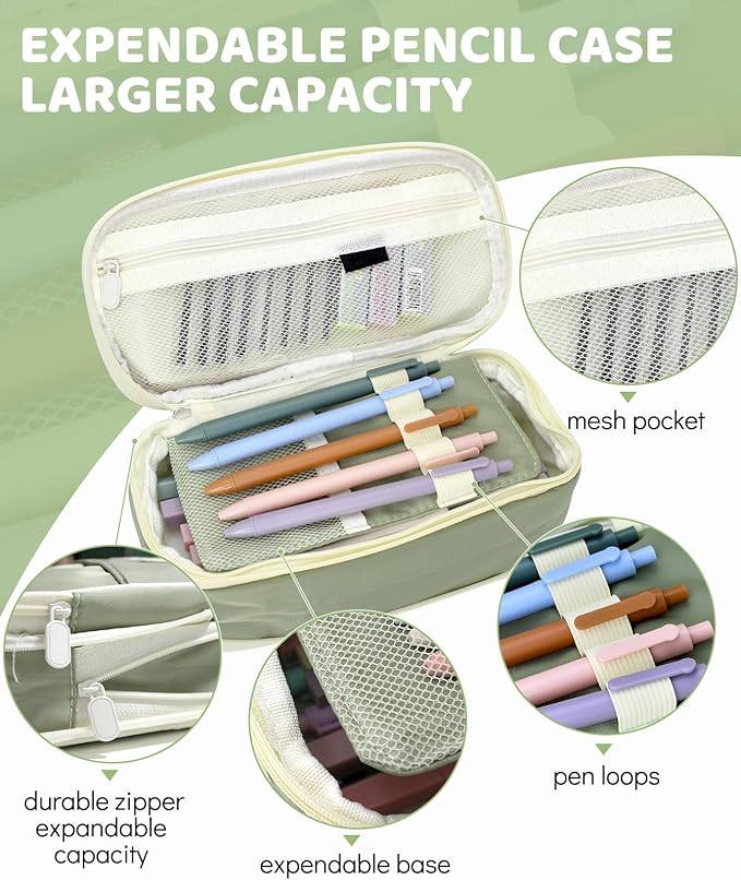 46 PCS Aesthetic School Supplies with Pencil Case, Pastel Highlighters, Erasable Pens, Refills, Mechanical Pencils for Students Stationary College Essentials