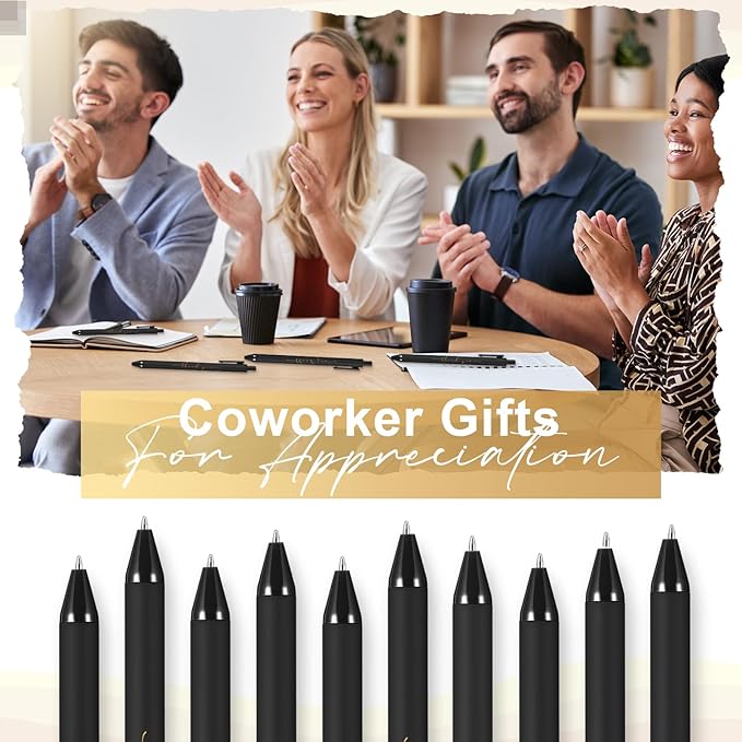 200pcs Thank You Pens Bulk Cute Multicolor Ballpoint Pen for Men Women Server Accessories Employee Holiday Appreciation Gifts for Teacher Office Back to School Party Favor (Black)