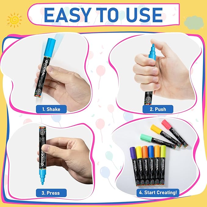 GOTIDEAL Chalk Markers, 30 Colors Liquid Chalk Markers for Blackboard Chalkboard Calendar Glass Neon Pens, Washable Window markers Paint and Drawing for Car, Auto, Bistro,Mirror Wet Erase Chisel Tip